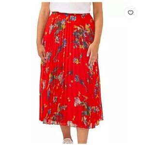 Vince Camuto Floral Pleated Skirt, size XXL